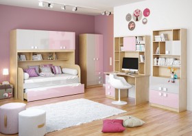 Детская комната Грэйси (Розовый/Серый/корпус Клен) в Среднеколымске - srednekolymsk.katalogmebeli.com | фото 2