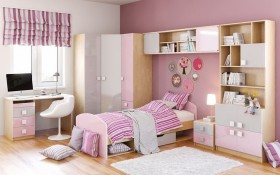 Детская комната Грэйси (Розовый/Серый/корпус Клен) в Среднеколымске - srednekolymsk.katalogmebeli.com | фото 3