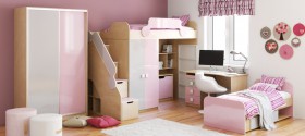 Детская комната Грэйси (Розовый/Серый/корпус Клен) в Среднеколымске - srednekolymsk.katalogmebeli.com | фото 5