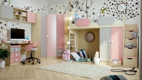 Детская комната Грэйси (Розовый/Серый/корпус Клен) в Среднеколымске - srednekolymsk.katalogmebeli.com | фото