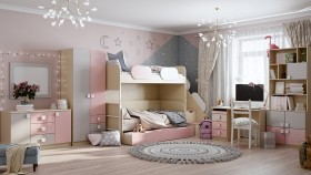 Детская комната Грэйси (Розовый/Серый/корпус Клен) в Среднеколымске - srednekolymsk.katalogmebeli.com | фото 12