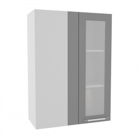 Гарда ВПУС 650 шкаф верхний угловой со стеклом высокий (Белый/корпус Серый) в Среднеколымске - srednekolymsk.katalogmebeli.com | фото