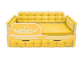 Кровать 160 серии Спорт 2 ящика 74 Жёлтый (мягкие боковые накладки) в Среднеколымске - srednekolymsk.katalogmebeli.com | фото