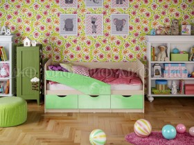 Кровать Бабочки 1,6м (Салатовый металлик) в Среднеколымске - srednekolymsk.katalogmebeli.com | фото