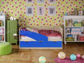 Кровать Бабочки 1,6м (Синий матовый) в Среднеколымске - srednekolymsk.katalogmebeli.com | фото 1