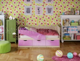 Кровать Бабочки 1,6м (Сиреневый металлик) в Среднеколымске - srednekolymsk.katalogmebeli.com | фото 1
