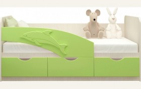 Кровать детская 1,6м Дельфин (Салатовый металлик) в Среднеколымске - srednekolymsk.katalogmebeli.com | фото