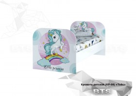 Кровать детская КР-08 Тойс (белый/белый,фотопечать Little Pony) в Среднеколымске - srednekolymsk.katalogmebeli.com | фото 1