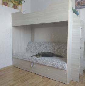 Кровать двухъярусная с диваном (Беленый дуб) в Среднеколымске - srednekolymsk.katalogmebeli.com | фото 1