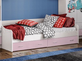 Кровать Fashion-1 Вега 0,9 м (Белый/Розовый) в Среднеколымске - srednekolymsk.katalogmebeli.com | фото