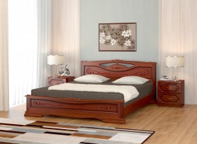 Кровать Карина-7 из массива сосны 1400*2000 Орех в Среднеколымске - srednekolymsk.katalogmebeli.com | фото