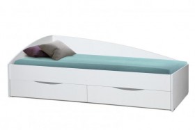 Кровать одинарная "Фея - 3" (асимметричная) (2000х900) New/(белый / белый / ДВПО белый) в Среднеколымске - srednekolymsk.katalogmebeli.com | фото