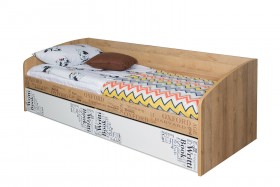 Кровать с 2 ящиками «Оксфорд» (Ривьера/Белый с рисунком) в Среднеколымске - srednekolymsk.katalogmebeli.com | фото 3