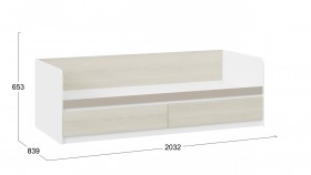 Кровать «Сканди» с 2 ящиками Дуб Гарден/Белый/Глиняный серый в Среднеколымске - srednekolymsk.katalogmebeli.com | фото 3