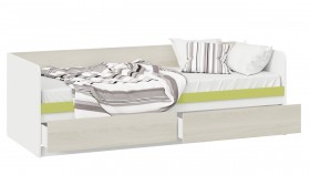 Кровать «Сканди» с 2 ящиками Дуб Гарден/Белый/Зеленый в Среднеколымске - srednekolymsk.katalogmebeli.com | фото 2