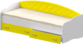 Кровать Софа-7 с мягкой спинкой (800х1900) Белый/Желтый в Среднеколымске - srednekolymsk.katalogmebeli.com | фото