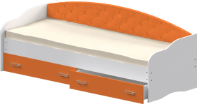 Кровать Софа-7 с мягкой спинкой (800х1900) Белый/Оранжевый в Среднеколымске - srednekolymsk.katalogmebeli.com | фото