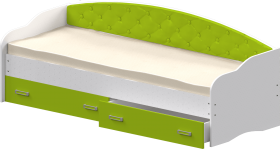 Кровать Софа-8 с мягкой спинкой (900х1900) Белый/Лайм в Среднеколымске - srednekolymsk.katalogmebeli.com | фото