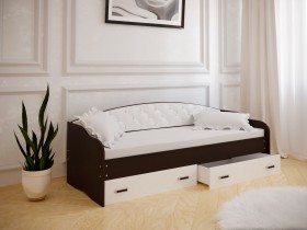 Кровать Софа-8 с мягкой спинкой (900х1900) Венге/ Белый в Среднеколымске - srednekolymsk.katalogmebeli.com | фото