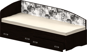 Кровать Софа-9 с мягкой спинкой с рисунком Милана (900х1900) Венге в Среднеколымске - srednekolymsk.katalogmebeli.com | фото