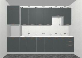 Кухня Квадро 3,2 м (высокие модули/Железо/Серый) в Среднеколымске - srednekolymsk.katalogmebeli.com | фото 3