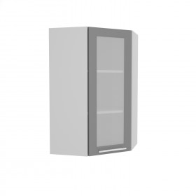Квадро ВПУС 550 шкаф верхний угловой со стеклом высокий (Железо/корпус Серый) в Среднеколымске - srednekolymsk.katalogmebeli.com | фото