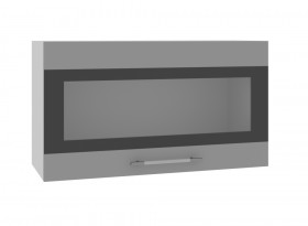Ройс ВПГСФ 800 Шкаф верхний горизонтальный со стеклом с фотопечатью высокий (Черника софт/корпус Серый) в Среднеколымске - srednekolymsk.katalogmebeli.com | фото