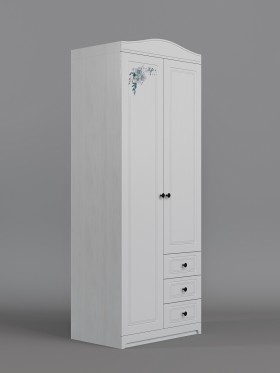 Шкаф 2-х створчатый с ящиками Бэлла (Выбеленное дерево/Белый) в Среднеколымске - srednekolymsk.katalogmebeli.com | фото