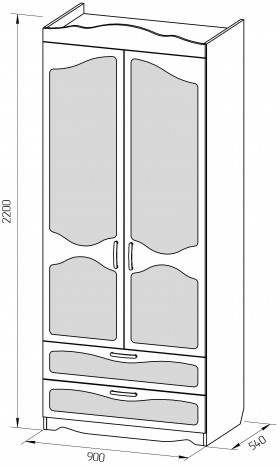 Шкаф 2-х створчатый с ящиками серии Иллюзия 33 сиреневый в Среднеколымске - srednekolymsk.katalogmebeli.com | фото 2