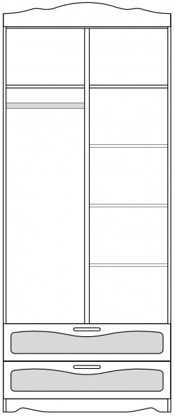 Шкаф 2-х створчатый с ящиками серии Иллюзия 99 Серый в Среднеколымске - srednekolymsk.katalogmebeli.com | фото 4