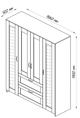 Шкаф четырехдверный Сириус с 1 зеркалом и 2 ящиками белый в Среднеколымске - srednekolymsk.katalogmebeli.com | фото 2