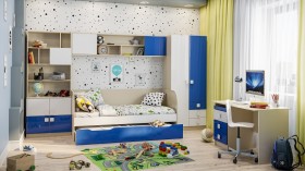 Система хранения над кроватью Скай люкс (Синий/Белый/корпус Клен) в Среднеколымске - srednekolymsk.katalogmebeli.com | фото 2